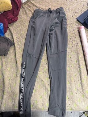 Athletic Works Men’s Gray Joggers with Side Tape Text